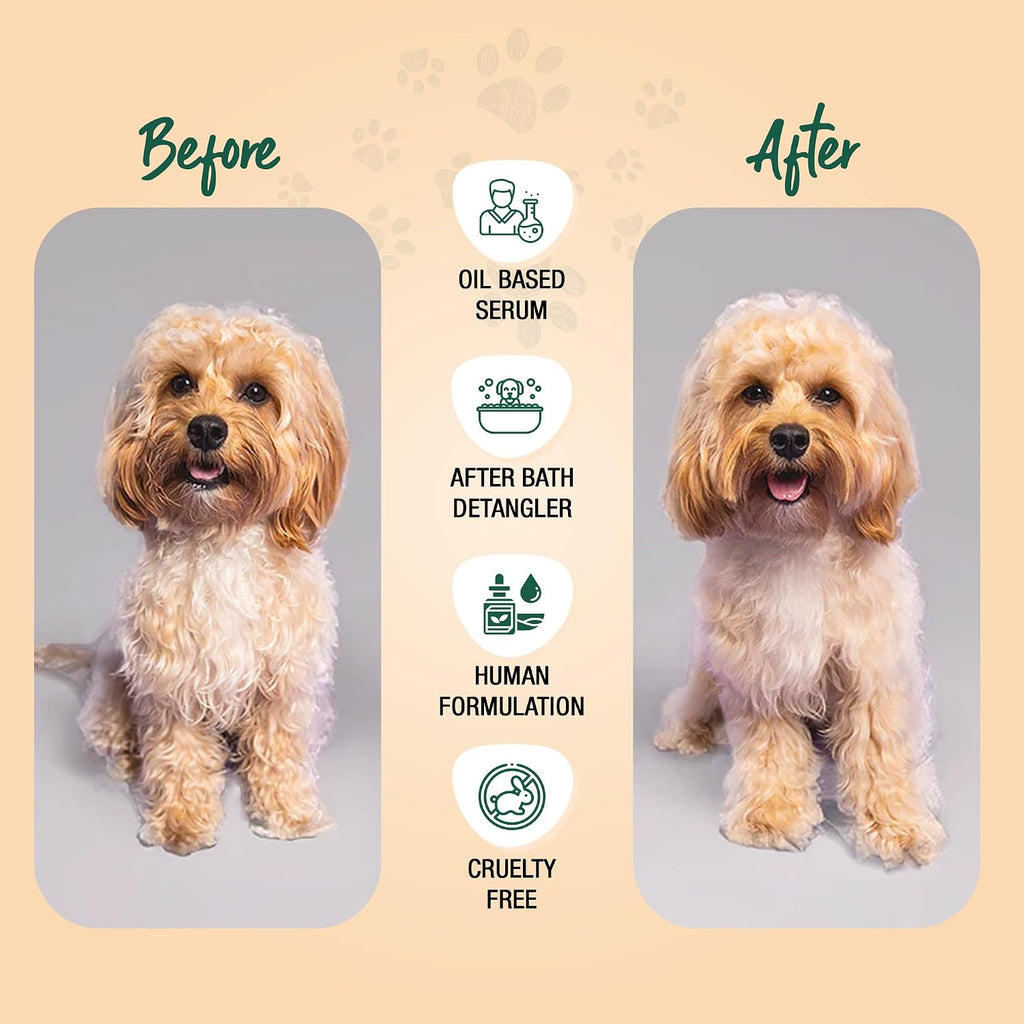 Wagging Tails 200ml detangling spritz showing the anti-breakage benefit text.