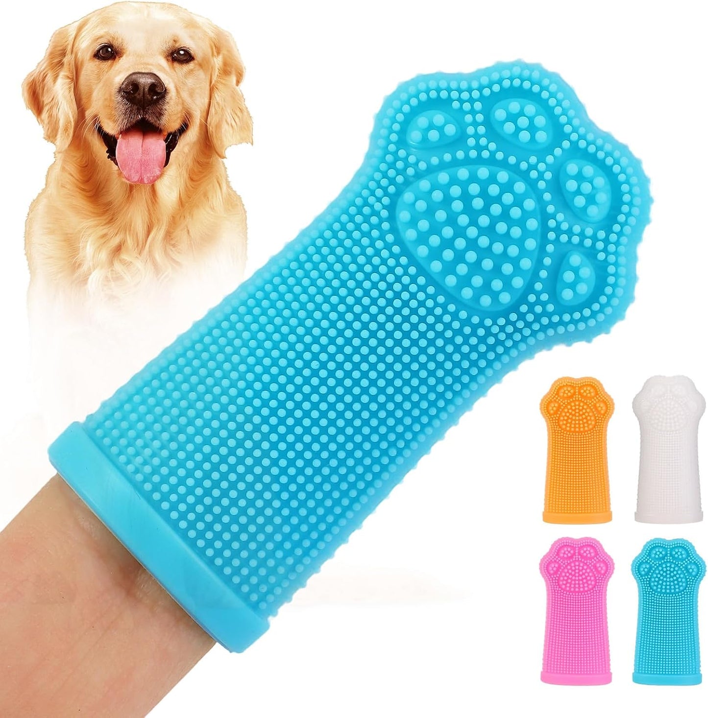 Caxlis 4-pack silicone dog finger toothbrush set