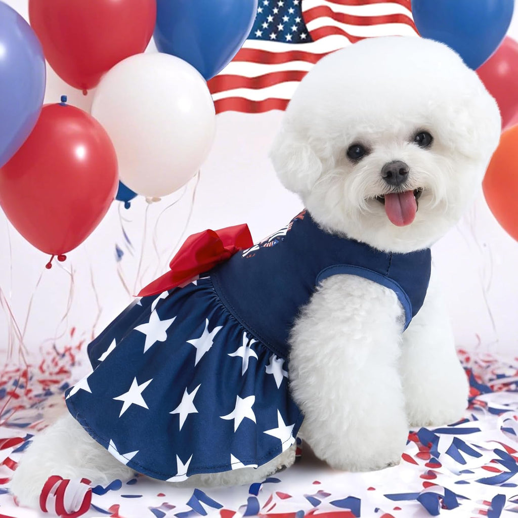 Premium girl puppy independence day outfit showcasing lightweight breathable polyester material