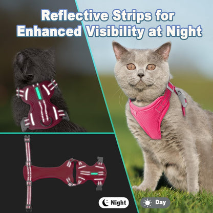 Back view of escape proof kitten harness showing metal leash clip
