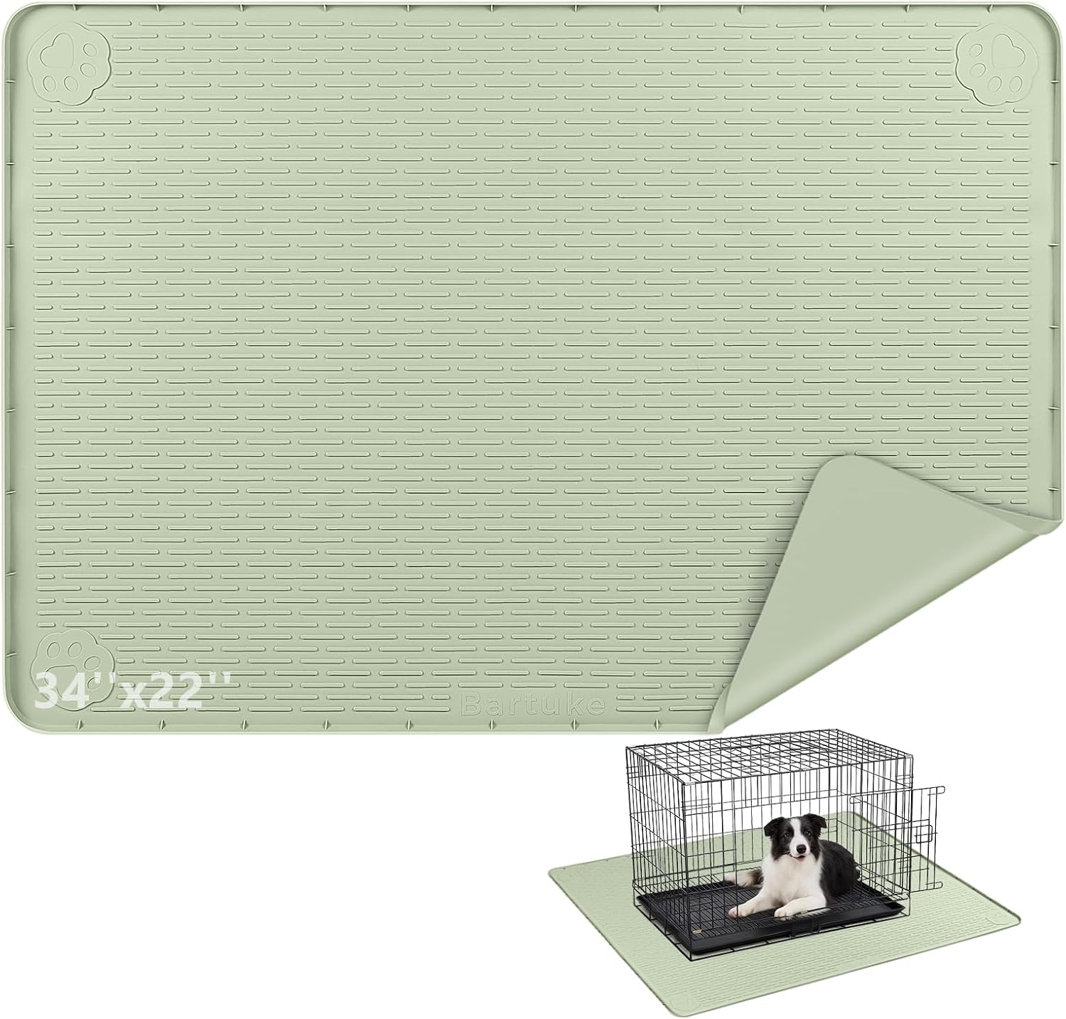 Silicone Dog Crate Mat, 40"x 28" Under Dog Crate Kennel Pad with Raised Edge, Washable Dogs Bed Mat, Waterproof, Leakproof, Protect Floors (Dark Grey) - Image 12