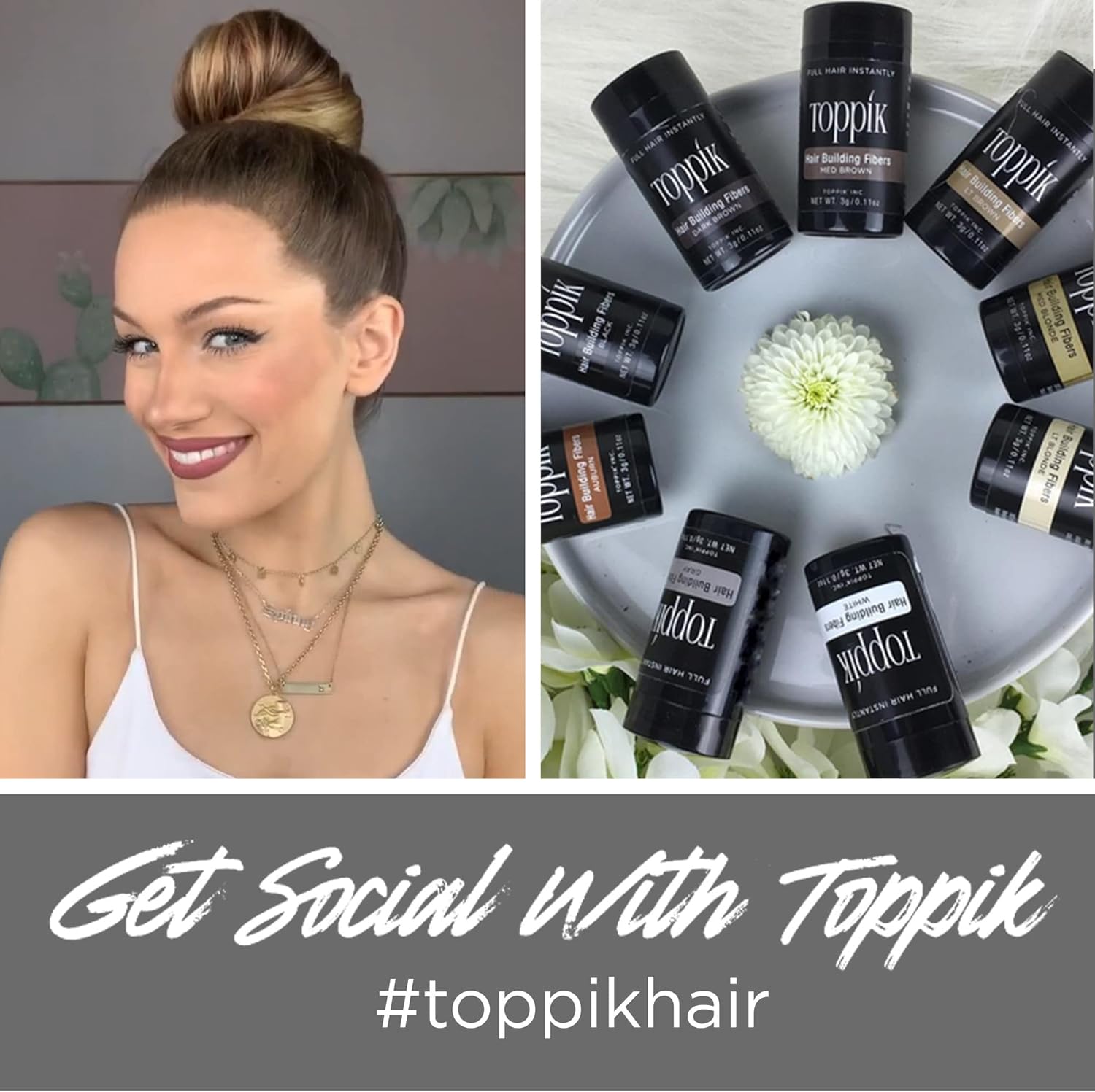 Premium Toppik unscented hair fiber sealer bottle for natural shine and all day hold.