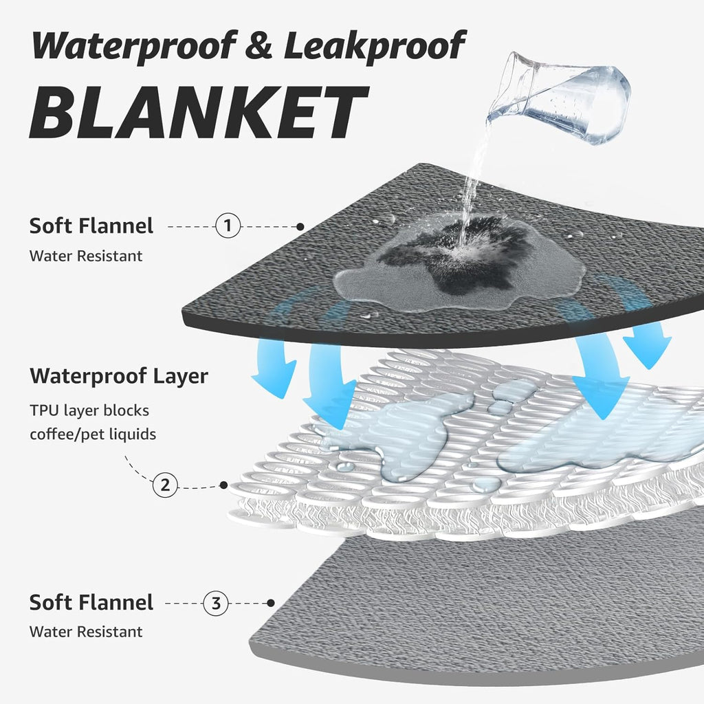 Spill proof dog pet blanket protecting a living room couch sofa