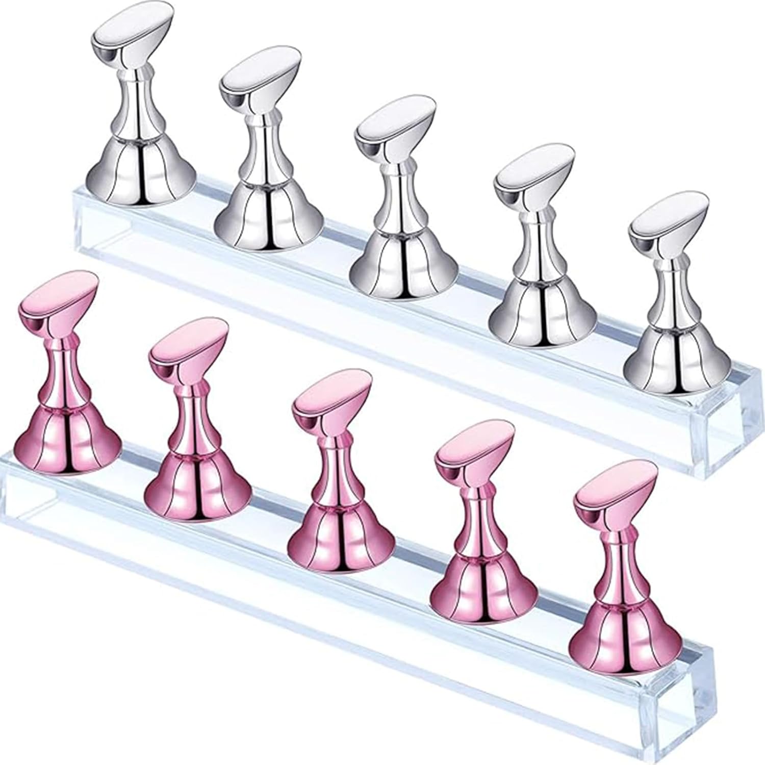 Blulu 2 sets acrylic nail display stand front view
