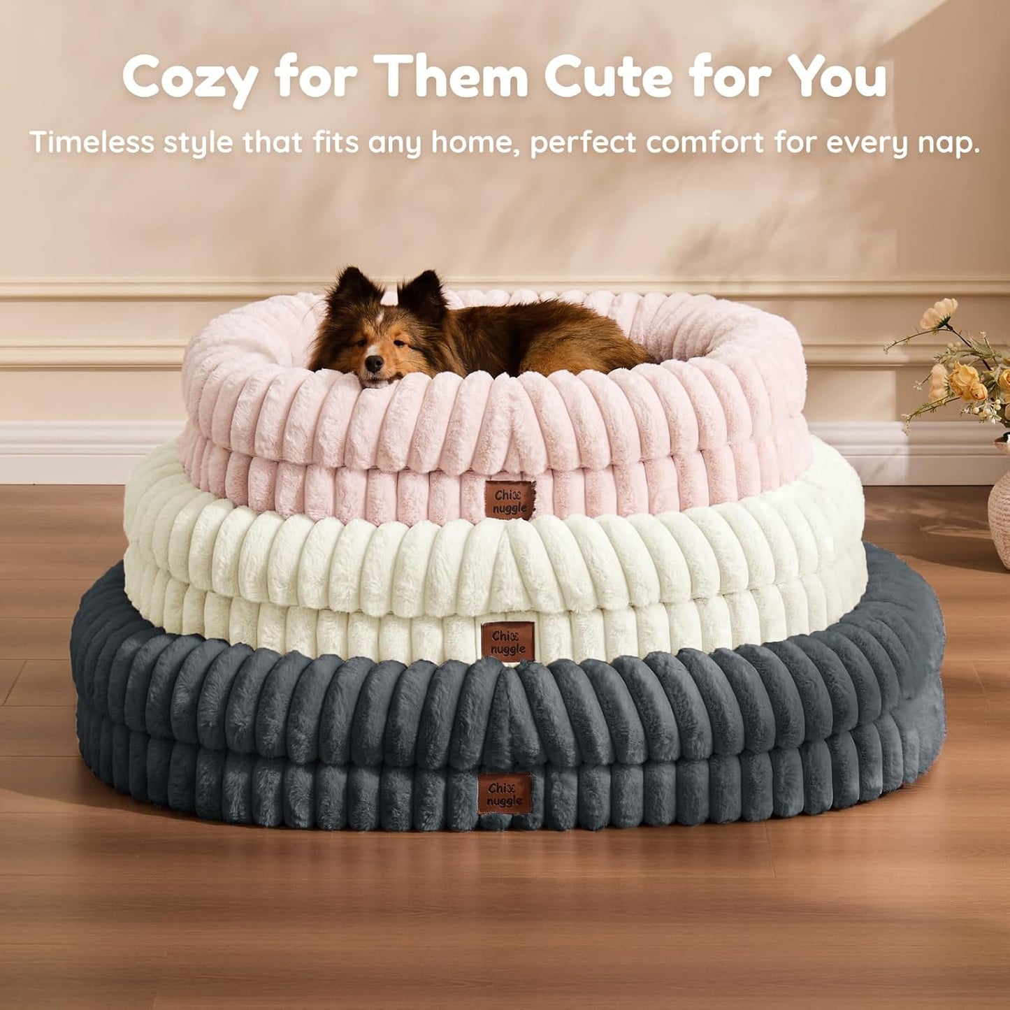 ChiXnuggle Orthopedic Dog Bed for Medium Dogs, Waterproof Faux Rabbit Fur Dog Couch with Egg Crate Foam Support and Washable Removable Cover, Bolster Pet Sofa with Non-Slip Bottom, 30x24x7, Dark Grey - Image 9