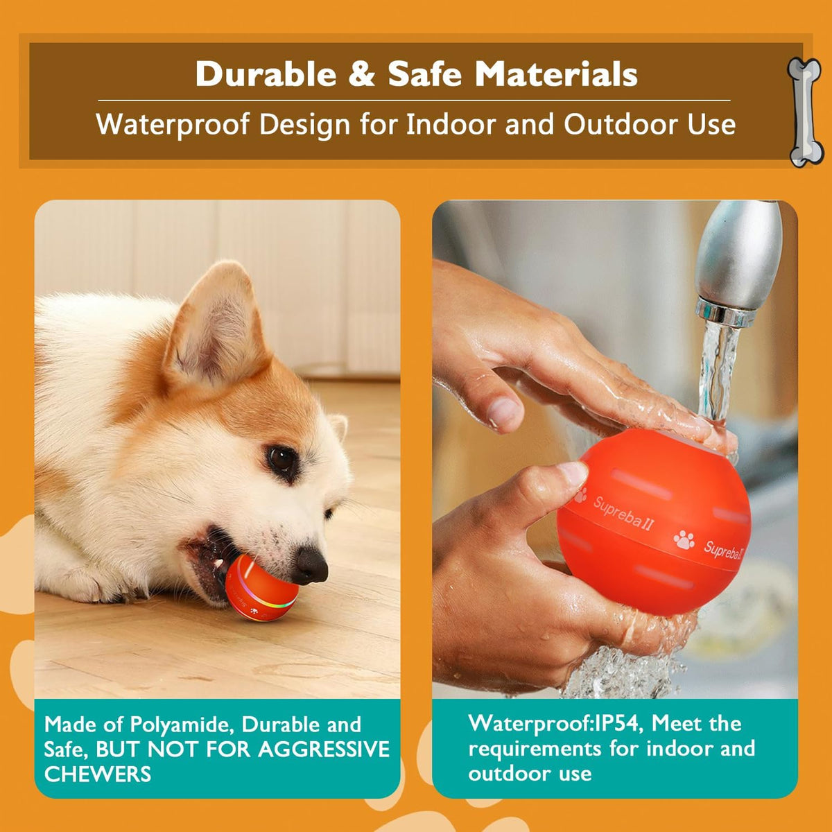 PetDroid durable dog ball toy charging with USB cable