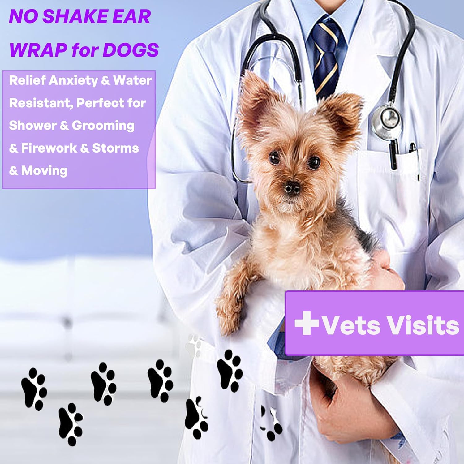 Fenyotech quiet head cover noise reduction sleeve for dogs facing thunderstorm anxiety.