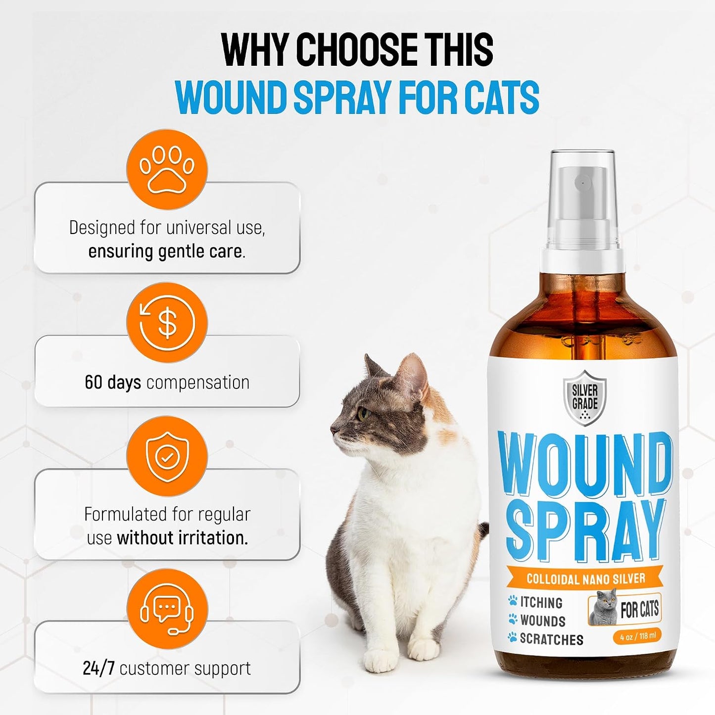 USA imported Silver Grade pet skin recovery remedy bottle