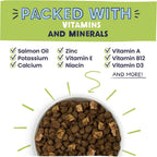 High protein grain free beef dog food topper sprinkled over standard dry kibble