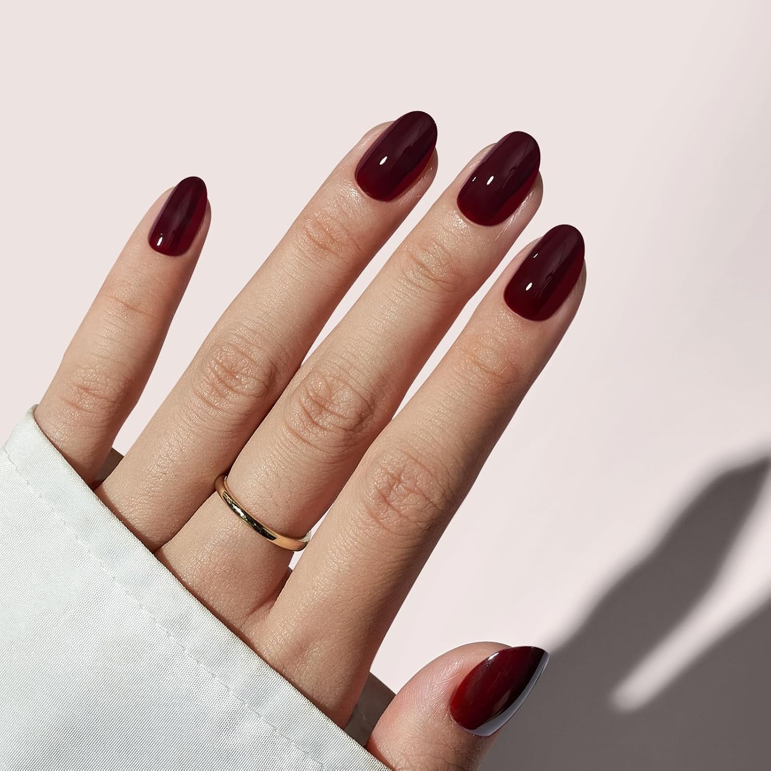 BTArtbox Coffee Bean short oval press on nails front view