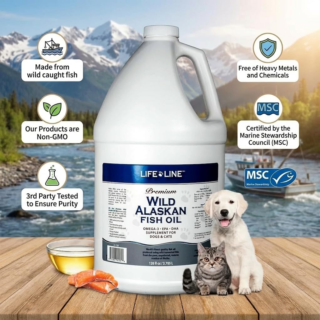Life Line Pet Nutrition Wild Alaskan Fish Oil for Dogs and Cats 128oz - Omega 3 Fish Oil Supplement for Skin & Coat, Brain, Eye & Heart Health - Image 11