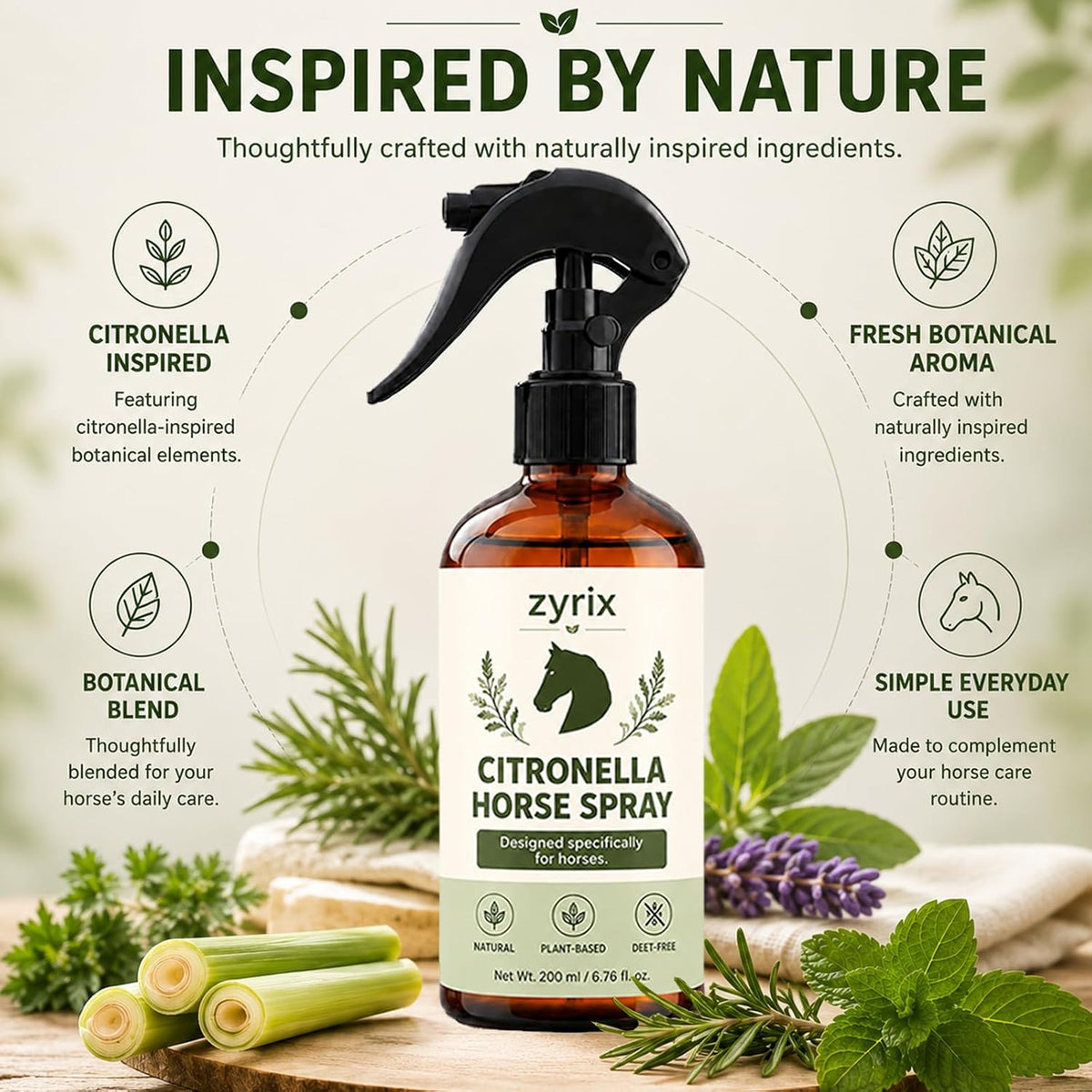 Zyrix insect repellent spray bottle held in hand.