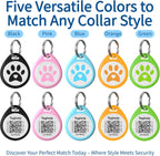 Comparison display of the one inch digital cat tag next to a standard collar.