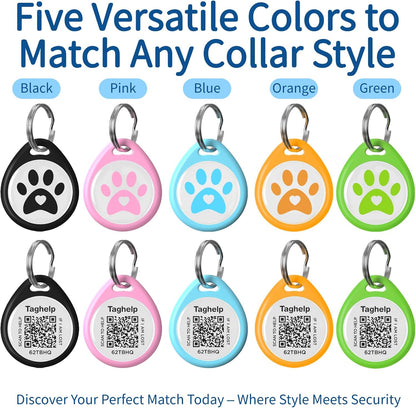 Comparison display of the one inch digital cat tag next to a standard collar.