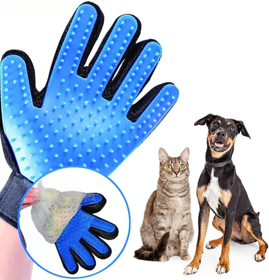 Removing loose fur from the silicone grooming glove