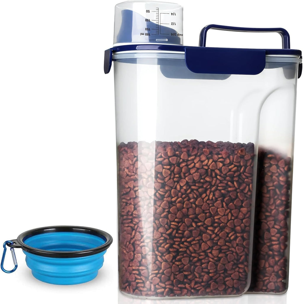 Tiovery airtight pet food storage container navy blue front view