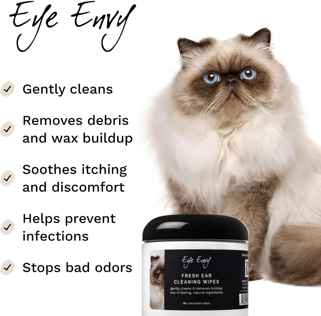 Eye Envy cat ear wipes showing the textured wipe material