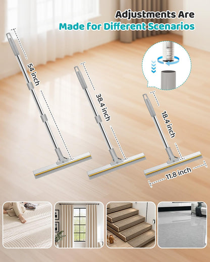 Detailed view of metal carpet rake head for pet fur