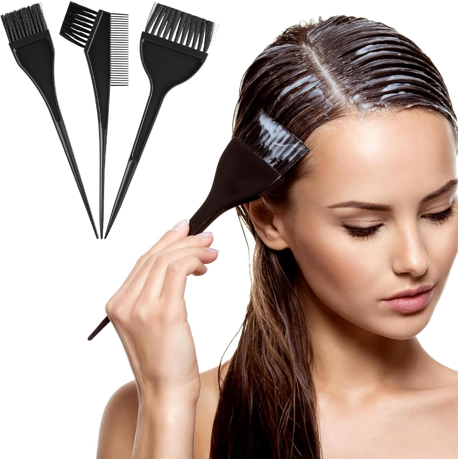 Styquenzer 3 piece hair dye brush set front view for salon and home use