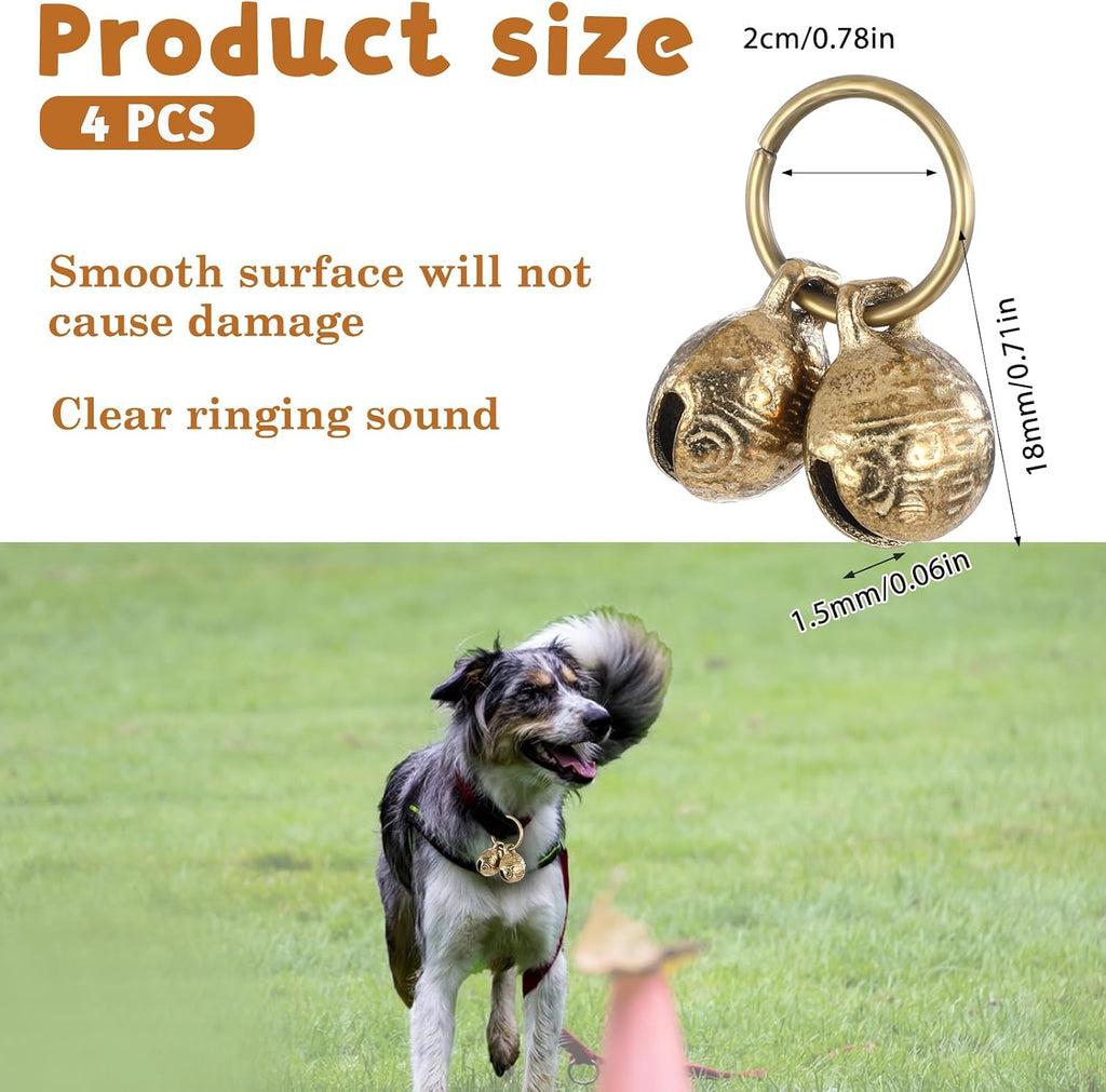 Close up of Styquenzer brass pet tracking bells