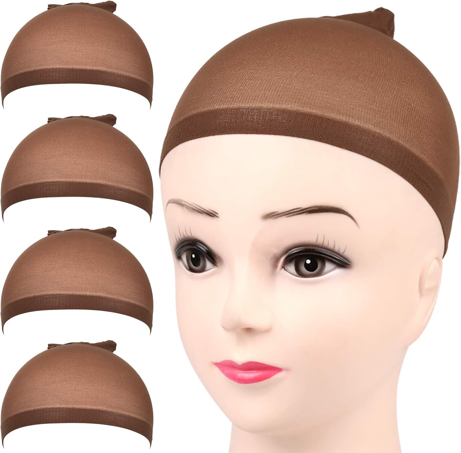 Annelbel Fandamei dark brown stocking wig cap front view