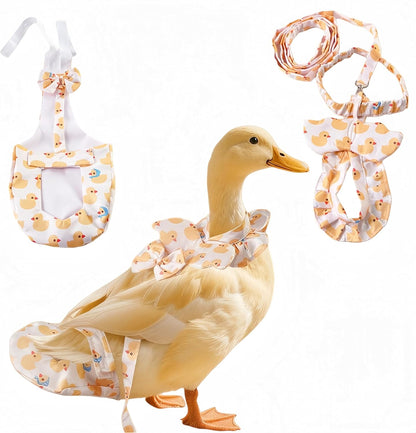 Magnoloran chicken diaper with leash front view showcasing yellow duck print