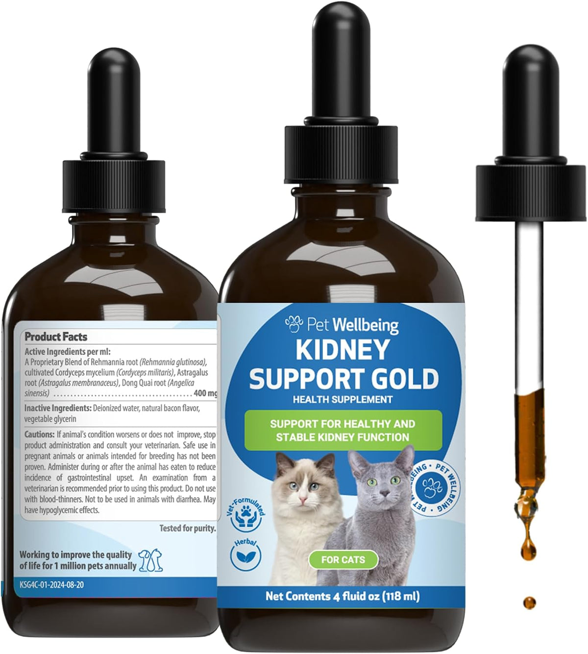 Pet Wellbeing Kidney Support Gold for Cats - Supports Normal Kidney Function & Detox, Healthy Hydration & Energy with Rehmannia & Dong Quai - NASC Certified & Vet-Formulated - 2oz Liquid Formula - Image 11