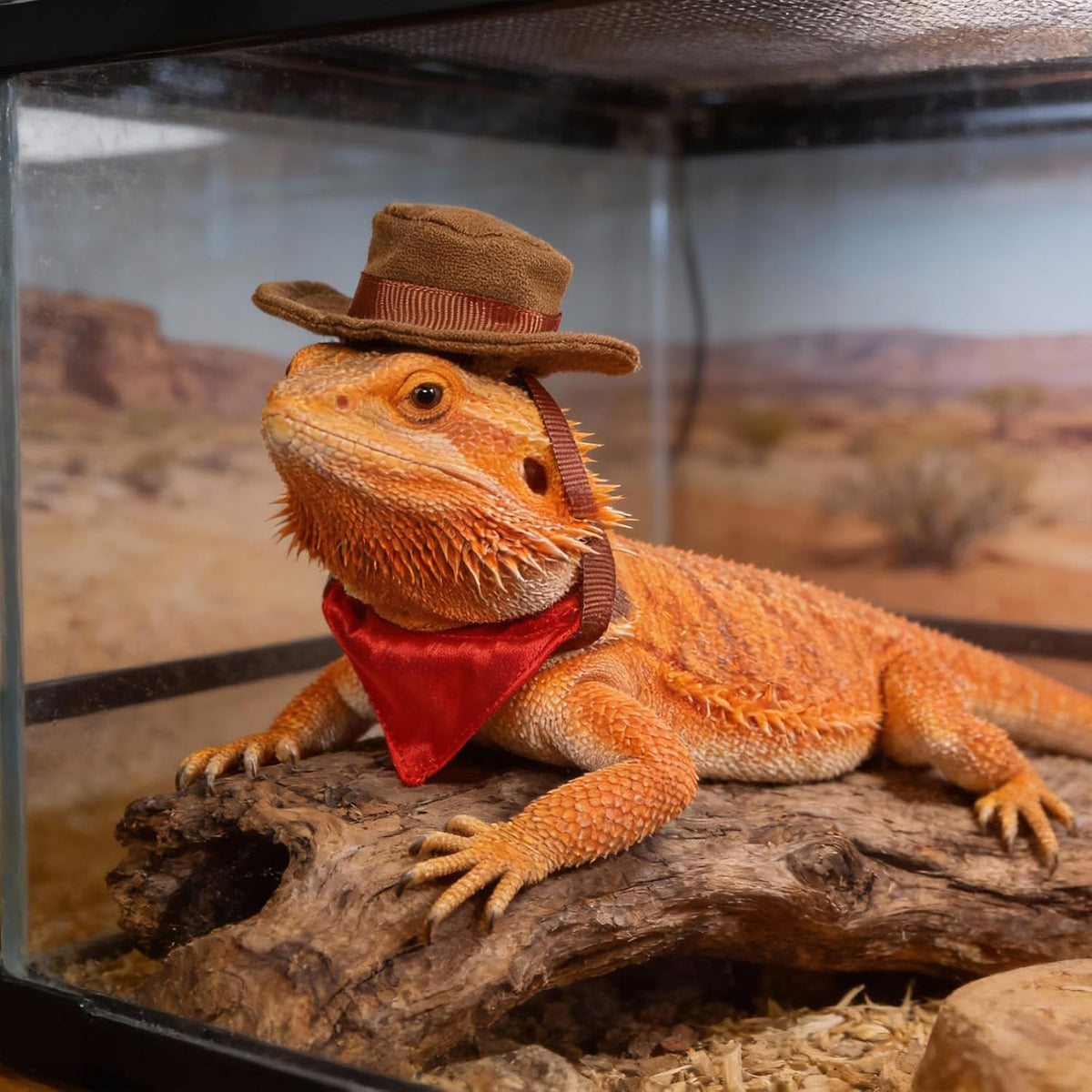 Close up view of the adjustable elastic strap on the lizard cowboy hat