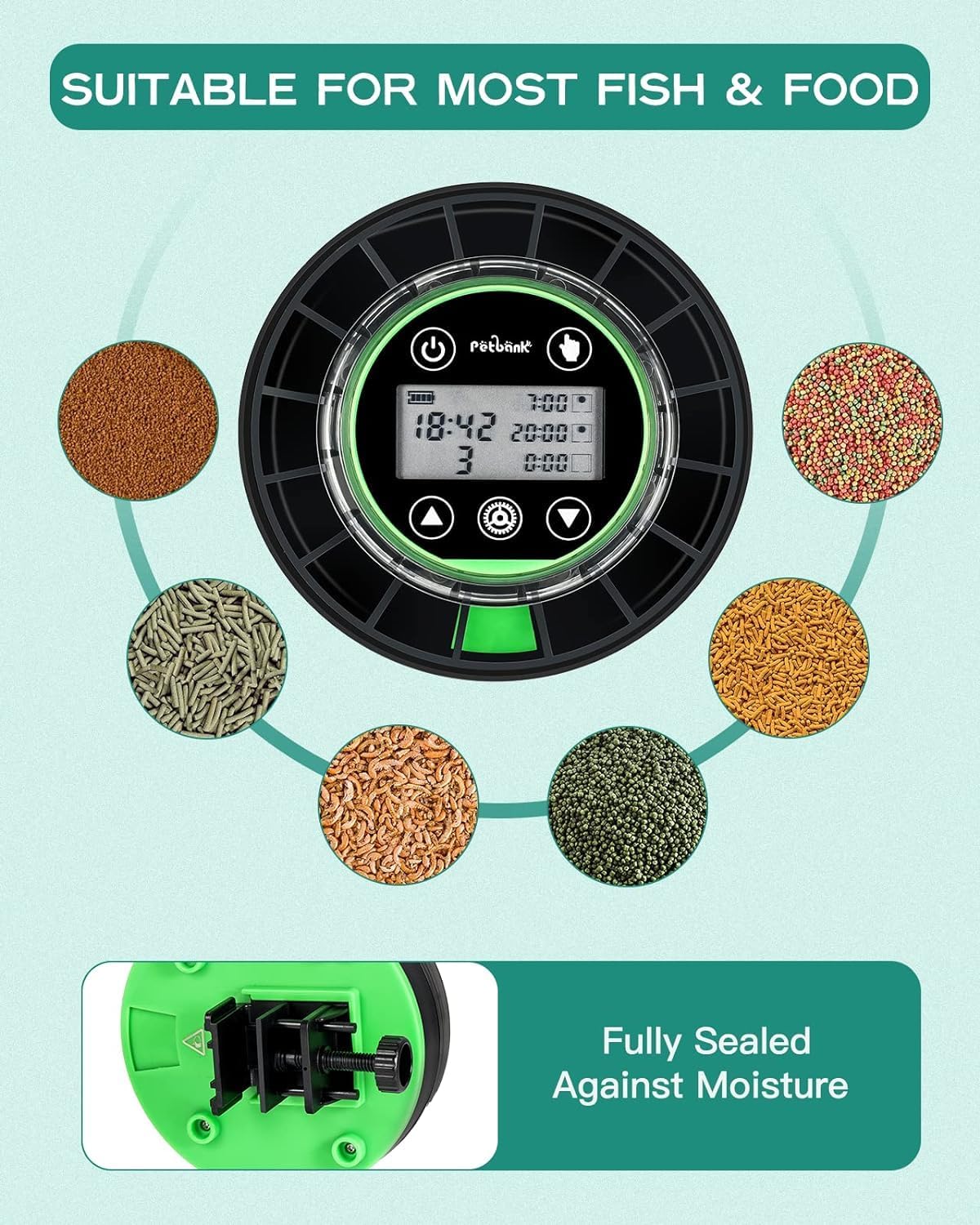 Sixteen compartment grid layout for precise fish portion control