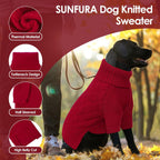 SUNFURA pet winter knitted sweatshirt showing the convenient two sleeve design