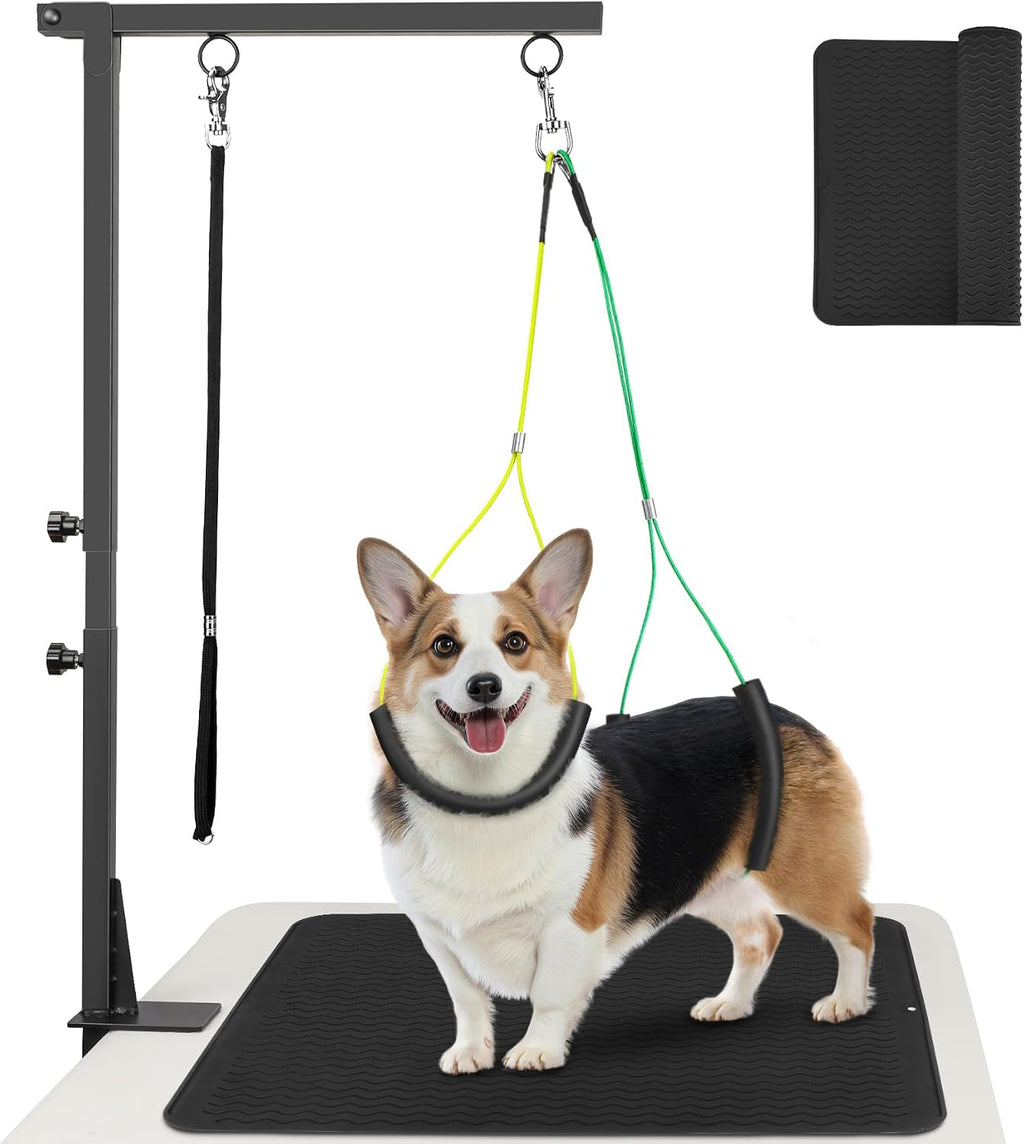 Dog Grooming Arm with Clamp, 38.5" Adjustable Pet Grooming Table Arm with Non-Slip Mat Pad, Foldable Dog Grooming Stand with Loop Noose and No-Sit Haunch Holders for Small Medium Dogs at Home - Image 9