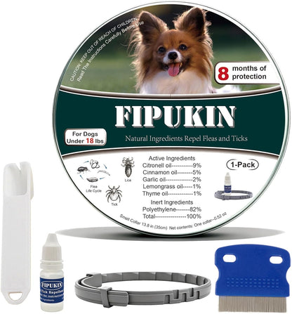 Fipukin pet care kit with flea comb and collars