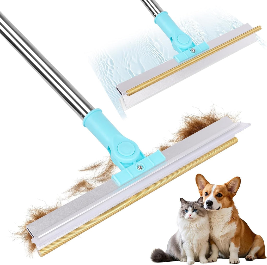 Foandbevi carpet rake for pet hair removal front view standing on a rug