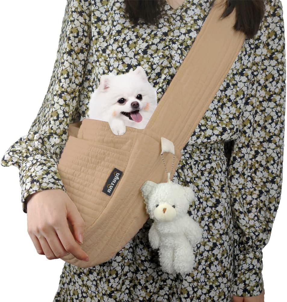 Lifestyle shot of Natuya small dog carrier for outdoor travel