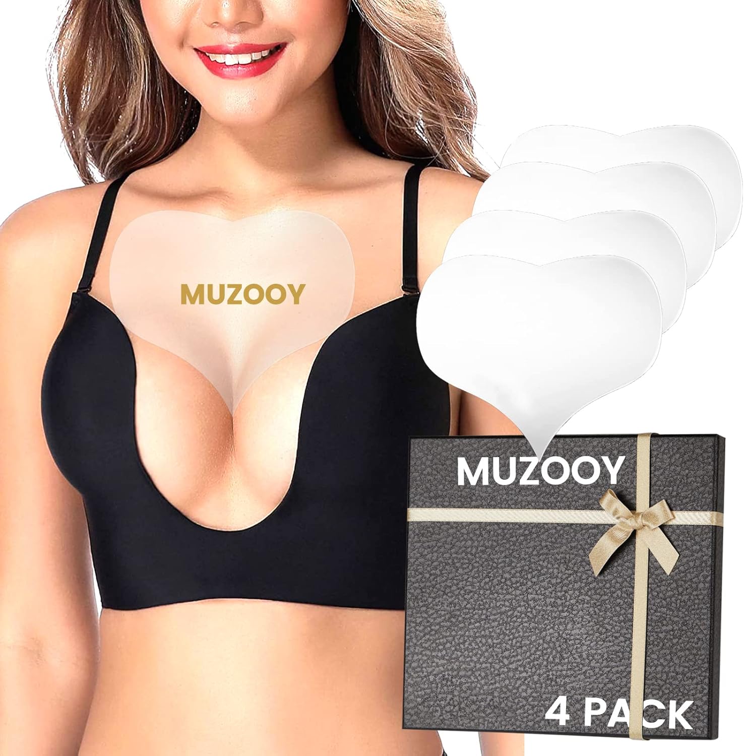 Muzooy 4 Pack Chest Wrinkle Pads medical grade silicone front view