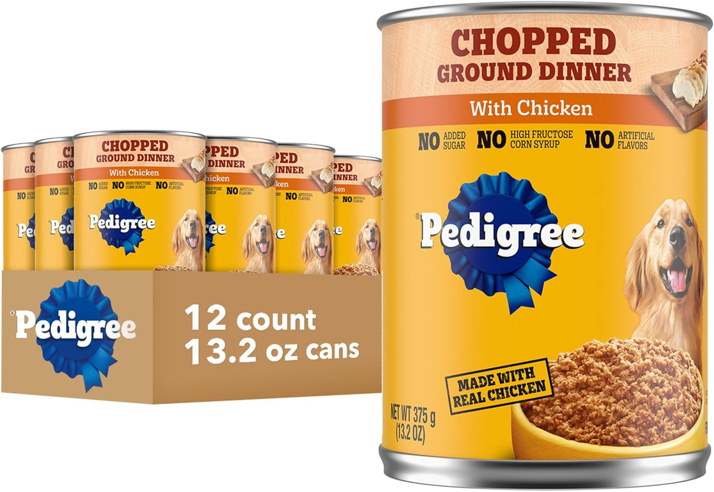 Pedigree Chopped Ground Dinner Adult Soft Wet Dog Food Chicken & Rice Dinner, Canned Dog Food, 13.2 oz. Cans, 12 Count - Image 13