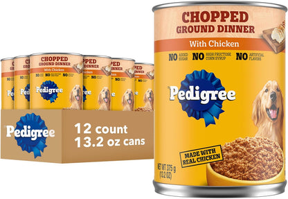 Pedigree Chopped Ground Dinner Adult Soft Wet Dog Food Chicken & Rice Dinner, Canned Dog Food, 13.2 oz. Cans, 12 Count - Image 13