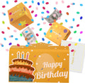 BABORUI pop up birthday card front view showing the decorative surprise box opening with flying confetti cubes.