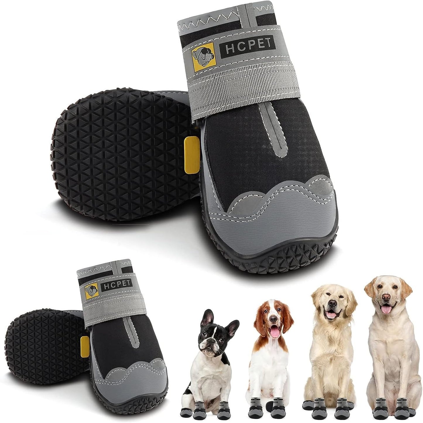 Hcpet Dog Shoes for Dogs, Dog Booties for Dogs, Anti-Slip Dog Boots & Paw Protectors for Hot Pavement Winter Snow Hiking with Reflective Straps Khaki Size 6, 4PCS - Image 14