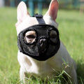 JYHY short snout dog muzzle front view black medium size adjustable mesh mask