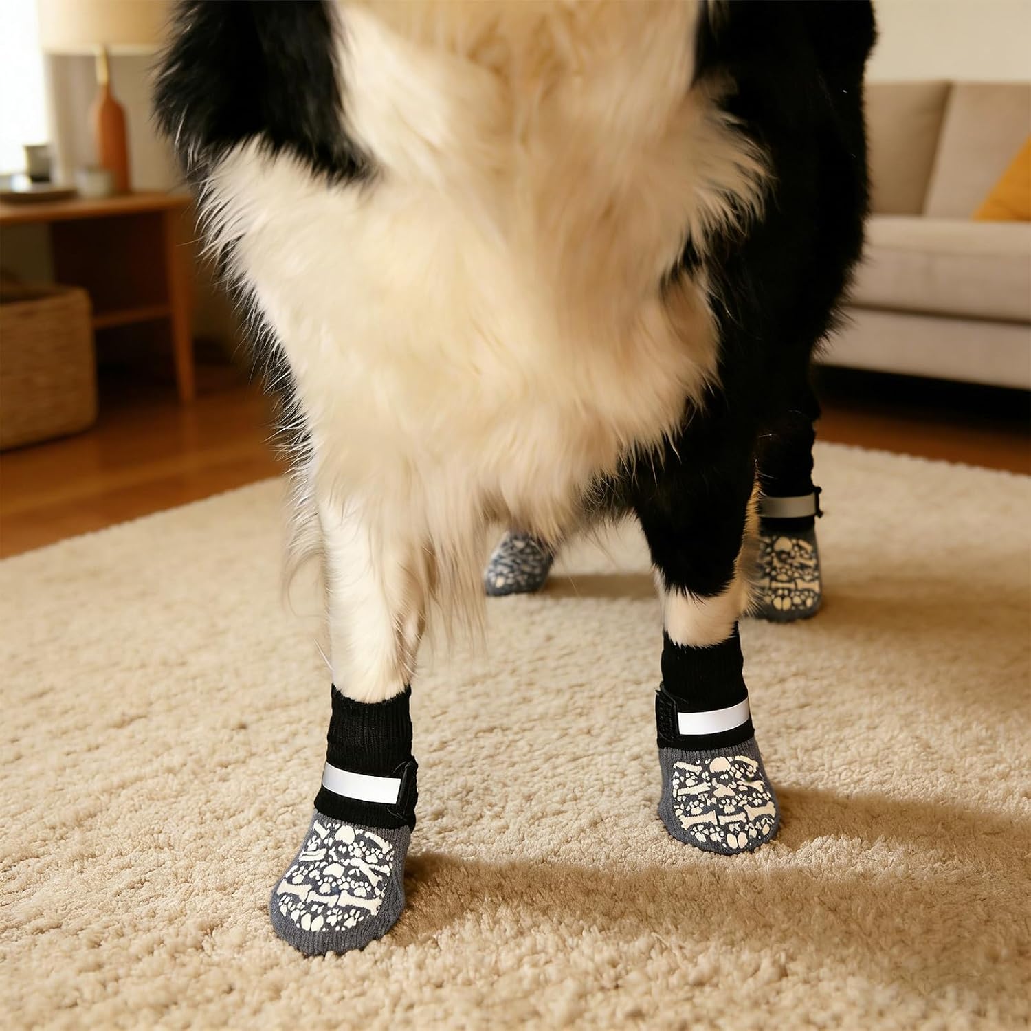HeavenEye dog paw protectors with white bone pattern