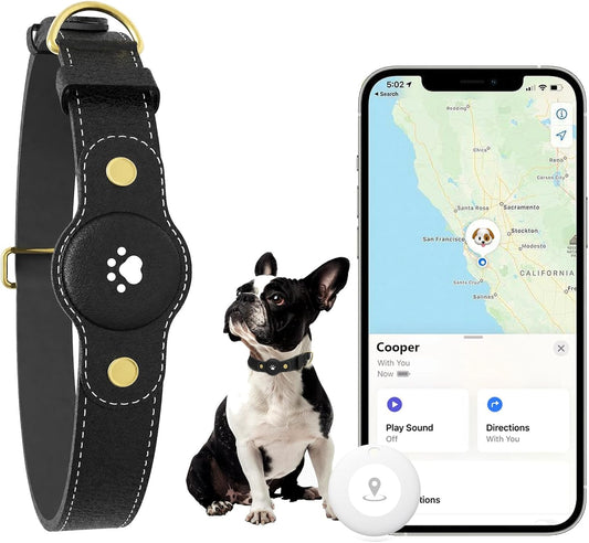 Bomerahe smart dog collar front view black pet tracking device