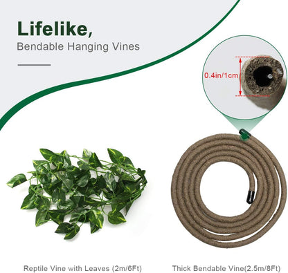 Detailed view of artificial green leaves on Coolrunner vine