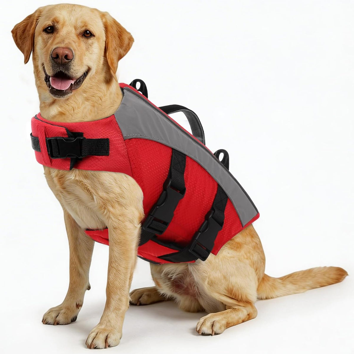 ASENKU Dog Life Jacket front view red safety vest for large dogs