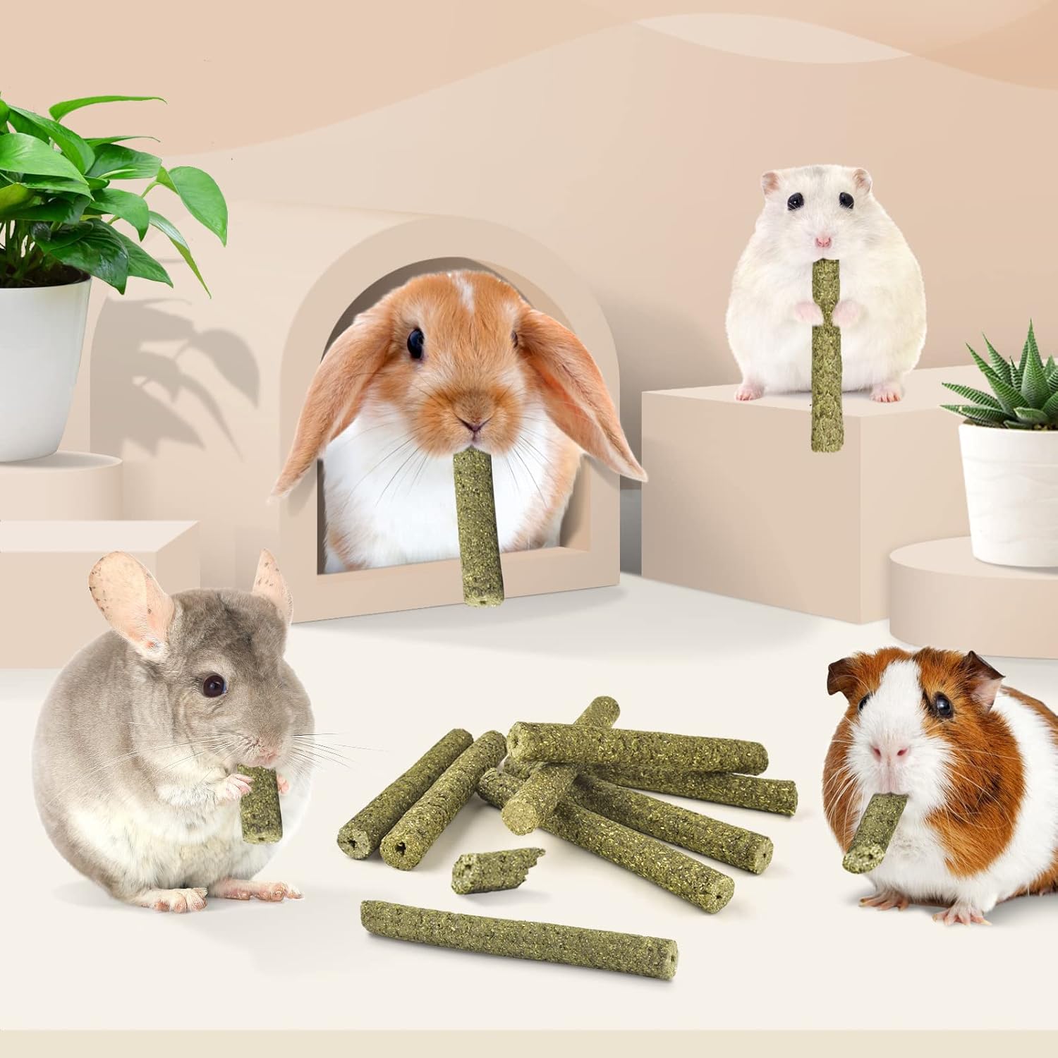 Textured organic fiber details of premium imported pet teeth grinding sticks.