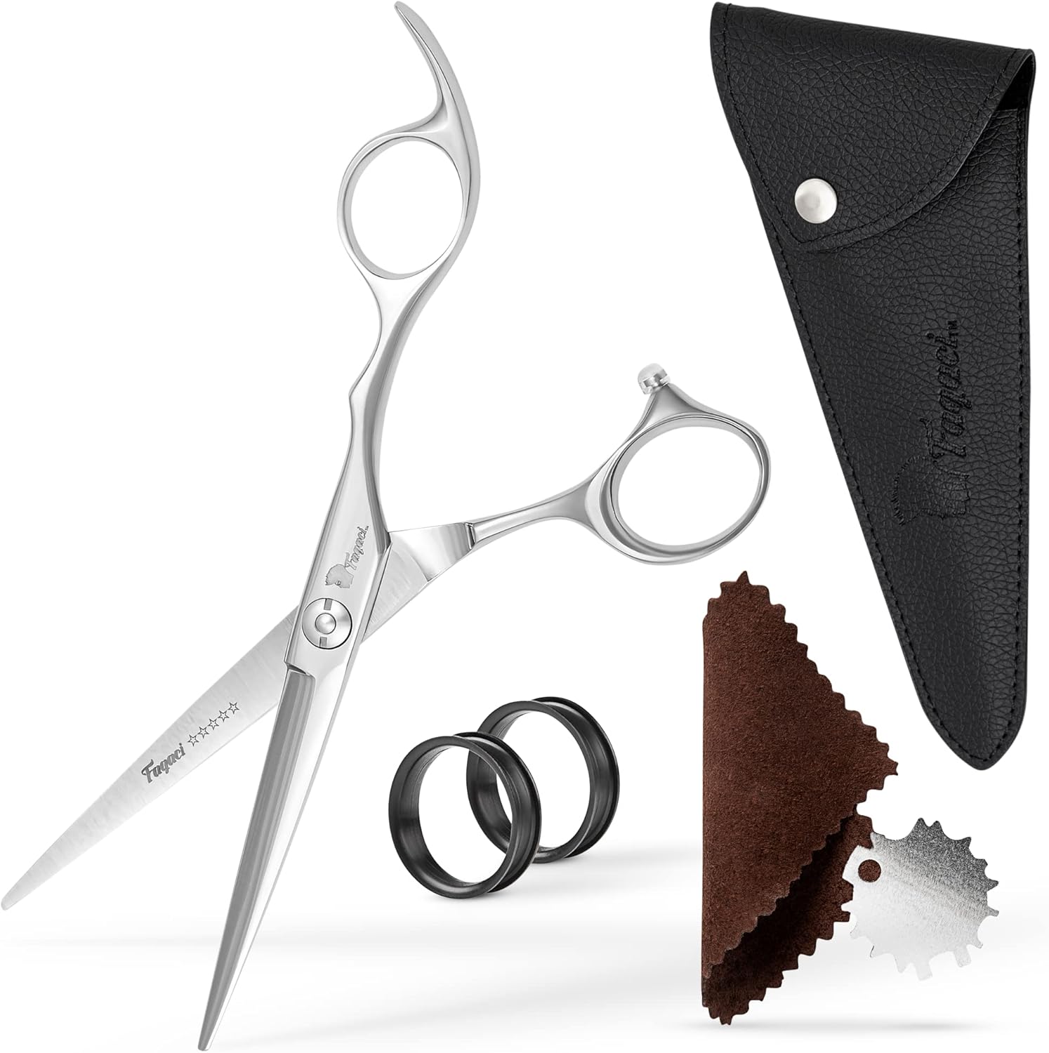 Fagaci Professional Hair Scissors front view of premium 6 inch barber shears