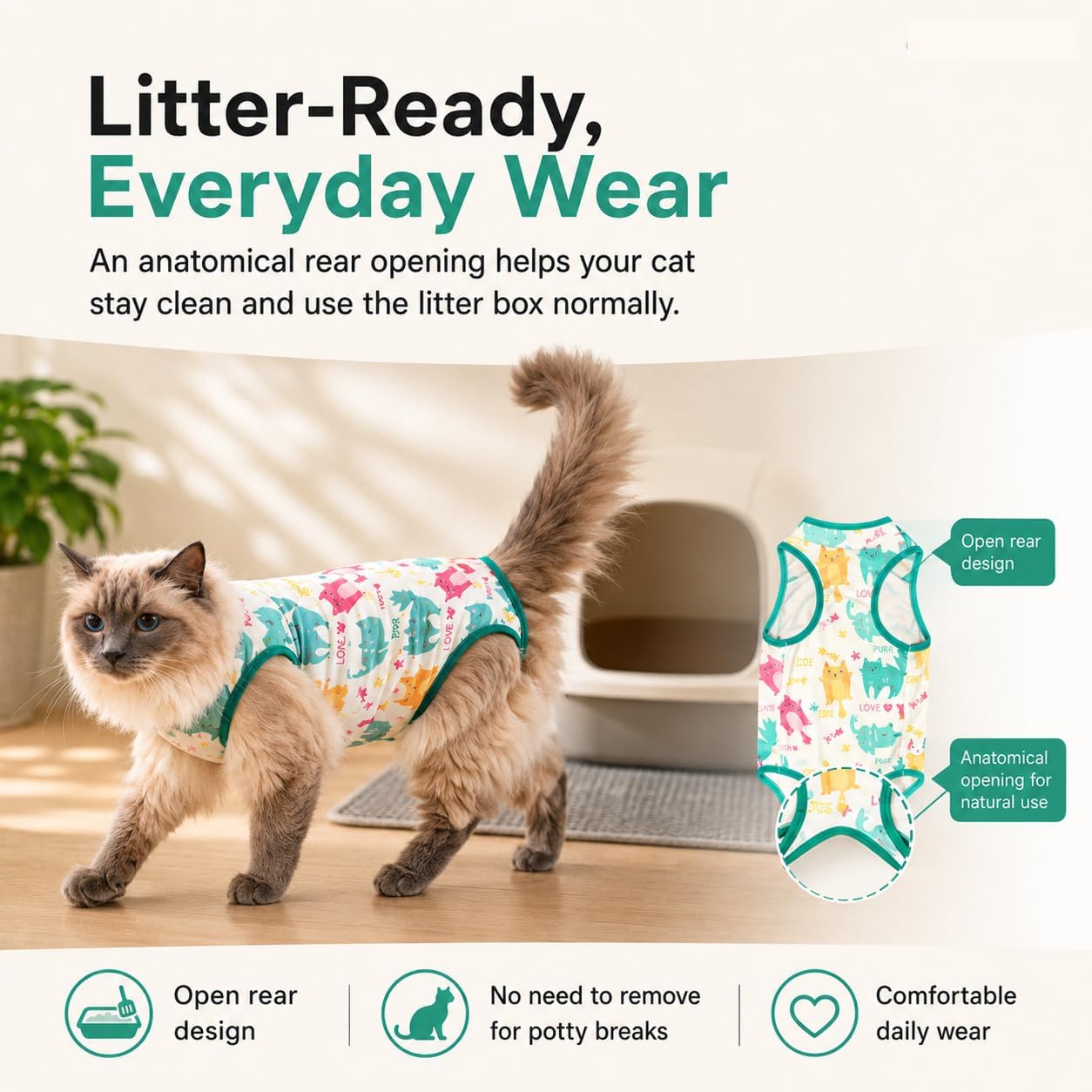Cat recovery suit packaging and sizing details