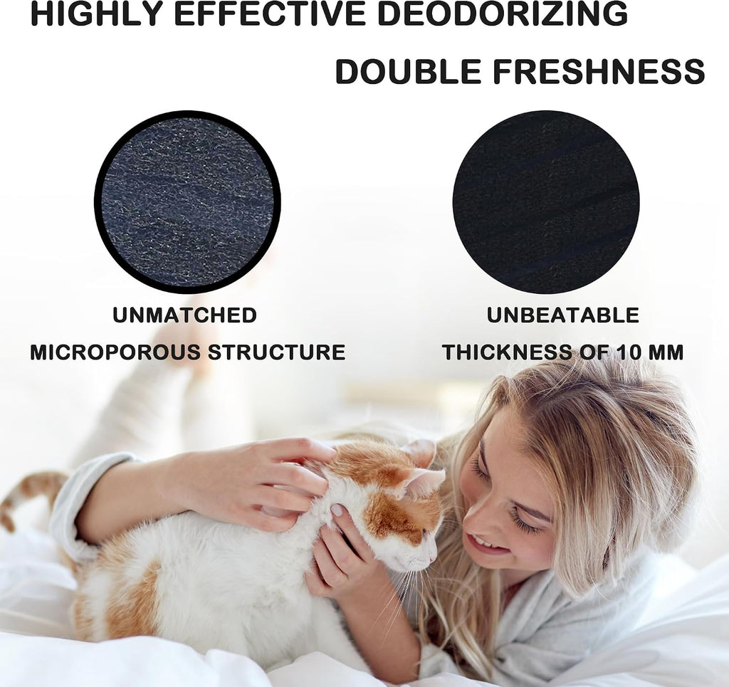Caqeaus odor absorbing litter drawer filter being placed into position.