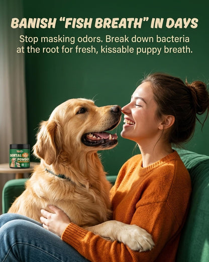 Vpetusx probiotic dog dental care supplement bottle layout