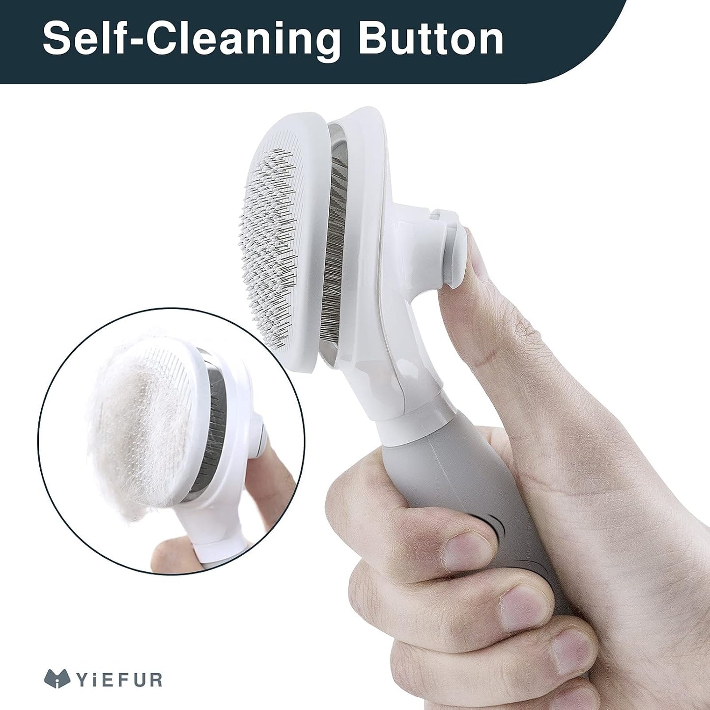 YiEFUR pet slicker brush bristle side displaying the fine grooming pins